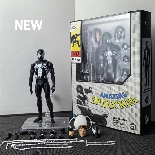 Maqueta Móvil De Figura De Acción Mafex 147 Black Spiderman,