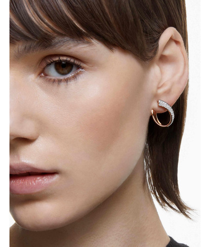 Brincos De Argola Swarovski Exist Small Com Acabamento Em Ou
