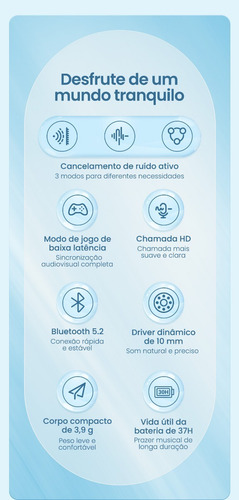 Imagem 9 de 9 de Fone Bluetooth Cancelamento De Ruído Haylou Moripods Anc