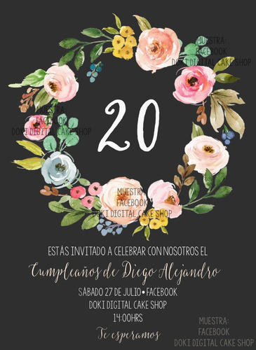 Invitacion Digital Imprimible De Corona De Flores