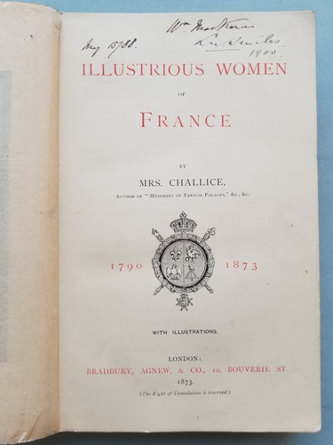Illustrious Women Of France By Mrs. Challice. 55186