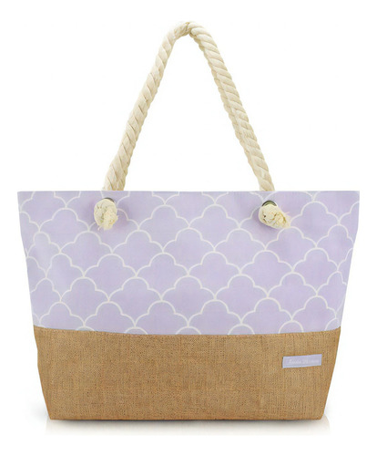 Bolsa De Praia Grande Viagem Sacola Compras Jacki Design Cor Lavanda Cor da correia de ombro Branco