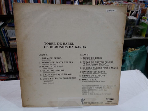 Lp - Os Demônios Da Garoa - Torre De Babel - 1974 (Usado)