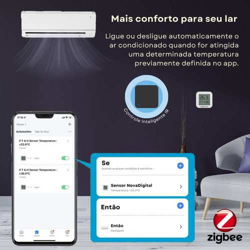 Sensor Zigbee Para Temperatura E Umidade Com Display Stu-zbd