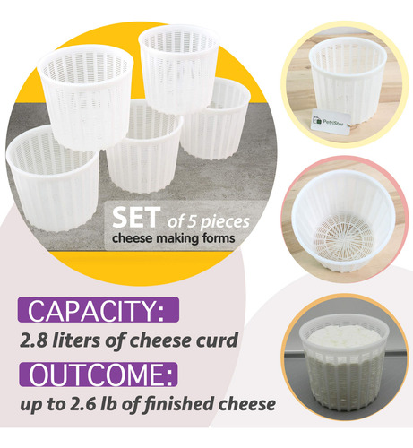 Molde Para Hacer Queso Fresco 2,8 Litros Suministros Cas