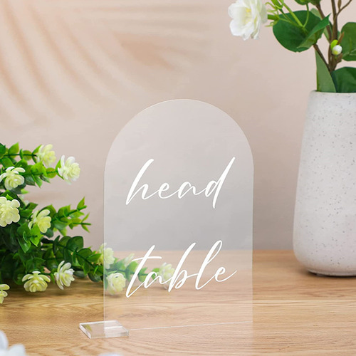 Letrero De Mesa En Blanco Con Forma De Arco Transparente, 10
