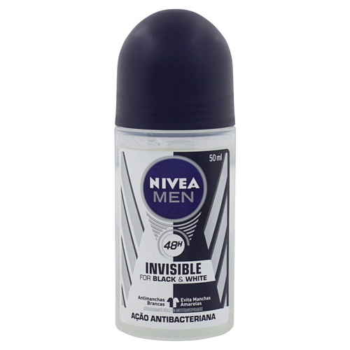 Rollo desodorante antitranspirante para hombre, blanco y negro, invisible, 50 ml, Nivea