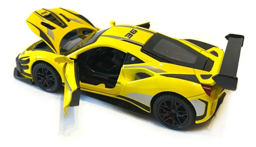 Carros De Juguete Colección Ferrari Con Luz Sonido Base 1:32 Color Amarillo