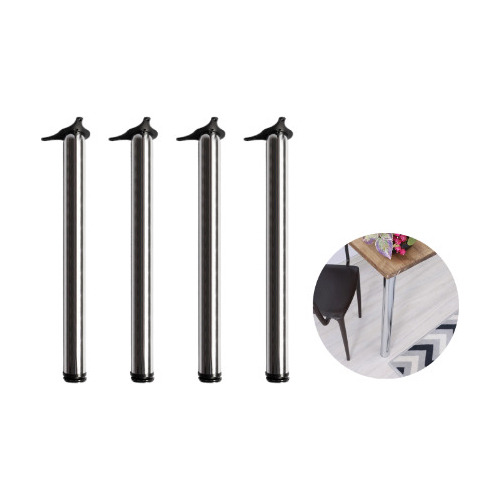 Kit 4 Pes De Mesa Tubular Cromado 60x730mm Com Regulagem
