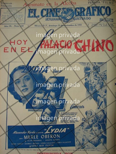 Cartel Antiguo, Pelicula. Lydia 1941 Cine Palacio Chino