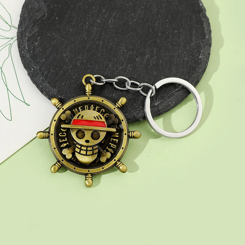 Llavero One Piece Anime Timón Giratorio Luffy Calavera Pirata Clásico Accesorios Keychain