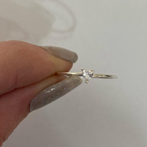 Imagem 6 de 8 de Anel Solitário Zirconia Coração Pura Prata 925 - Exclusivo