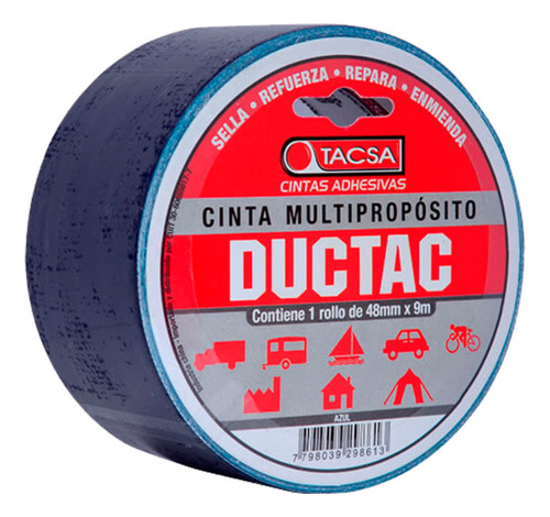Cinta Multiproposito Tacsa Ductac Tape 48 Mm X 9 Mts Color Azul