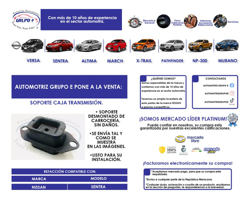 Soporte Caja Transmisión Aut Y Std Sentra 13/19 Reforzado