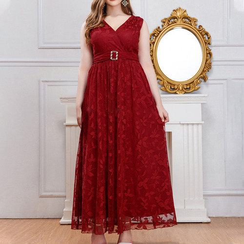 Vestido De Mujer De Talla Grande Sin Falda Con Cuello En V D