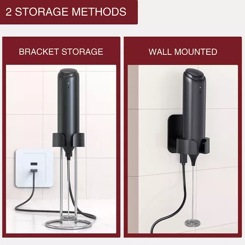 1 Espumador De Leche Recargable De Mano Con Soporte, Colgante De Pared O  Soporte De Almacenamiento