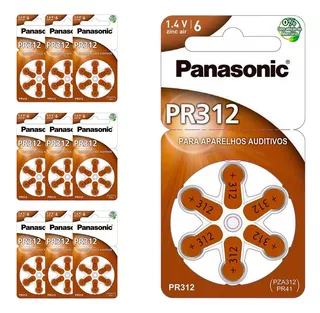 60 Baterias Auditivas Pr-312 Panasonic (10 Cartelas C/6 Un)