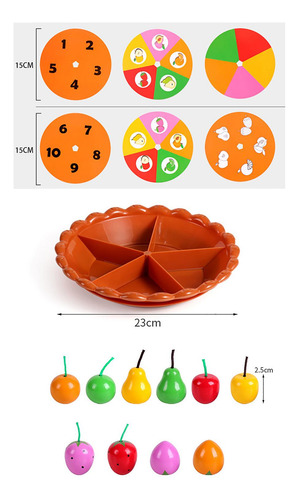Juego De Juguete De Plato De Fruta De Madera Con Cuchara De