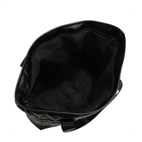 Tote Bag Carteras De Mujer Cartera Puffer Bolsos Grande Color Plateado Correa De Hombro Negro