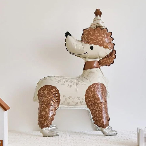 Globo Perro Caniche Metalizado Cumpleaños Grande 85cm Blanco Caniche