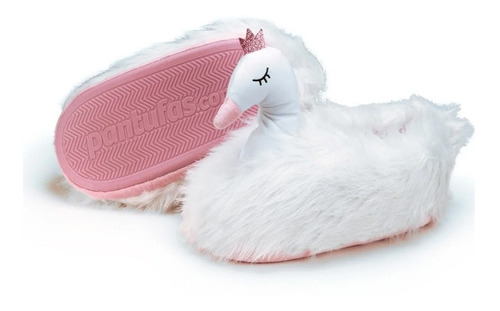 Pantufa Cisne Pelúcia 3d Antiderrapante Tamanho G 39/41