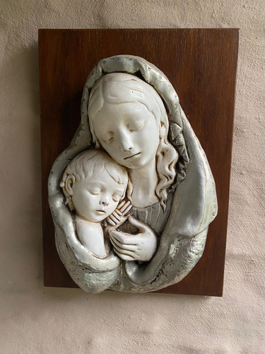 Virgen ,en Ceramica ,estaño Y Madera 