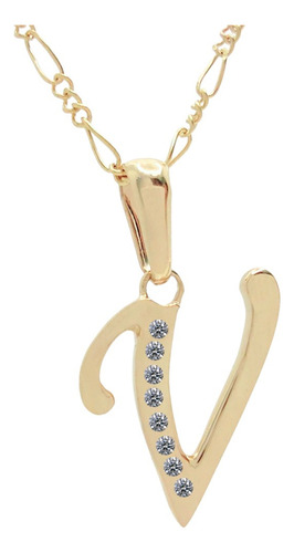 Dije Inicial Letra V Oro 14k Tamaño 2cm