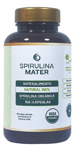 Frasco Spirulina Mater 150 Cápsulas 100% Chilena Sabor Neutro