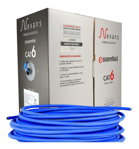 Cabo De Rede Cat6e Essential Azul Caixa 305 Metros Nexans