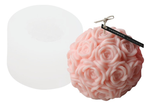 Molde Silicona Vela 3d Bola Floral Rosas Chica Decorativa