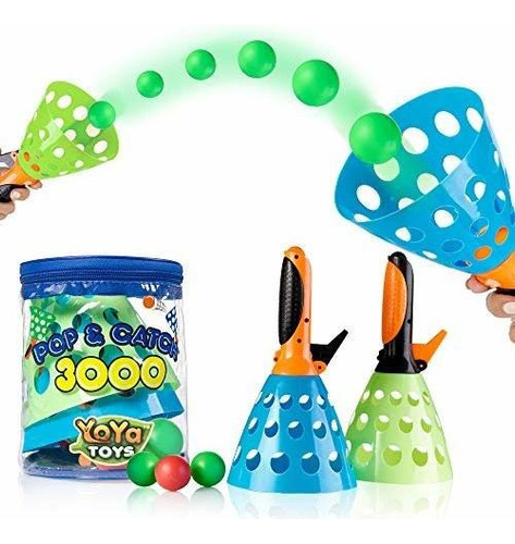 Yoya Toys Canasta De Lanzador Pop Y Catch Con 3 Bolas - Par