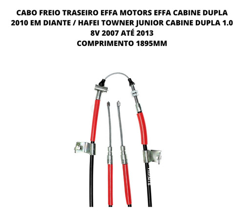 Cabo Freio Traseiro Effa Towner Junior 1.0 8v 1895mm