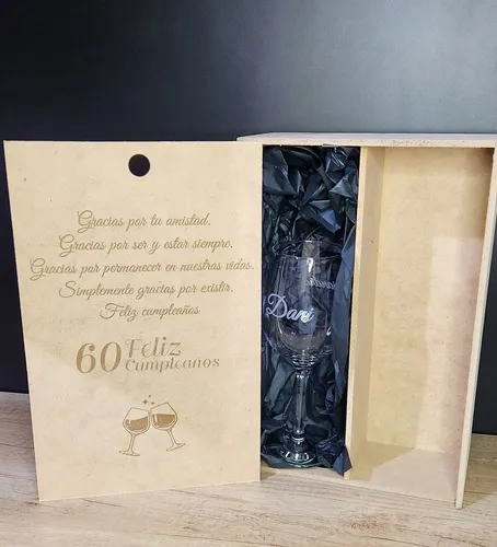 Copas Caja Madera Grabada Regalo Souvenir Tu Diseño Nombre