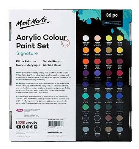 Kit Pintura Acrilica T 36 Colores Acabado Semimate