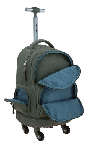 Mochila Chenson 1818 Grande Con Ruedas Zilp Verde Niña Luz Diseño De La Tela Liso