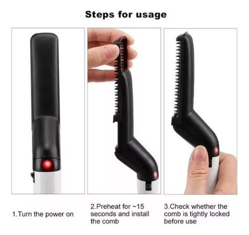 Kit 2 Pente Escova Elétrica Alisador Barba Cabelo Masculino