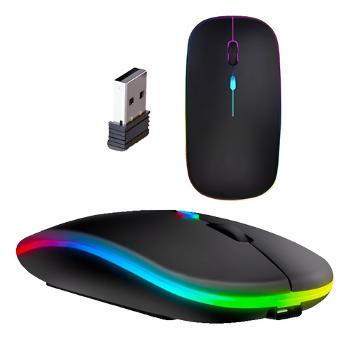 Mouse Recarregável Sem Fio Bluetooth Usb Led Rgb Ergonômico