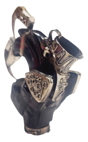 Packal Cabeza Tallada En Obsidiana Con Garras Águila Plata