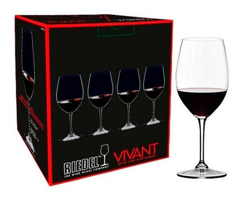 Set X4 Copas Riedel Vivant Red Wine En Caja - Cristal