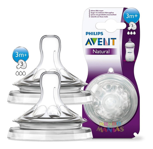 2 Tetinas +3m Para Mamadera Natural Avent Philips Mundomania