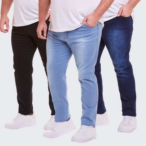 Kit 3 Calça Masculina Slim Plus Size Extra Grande Promoção