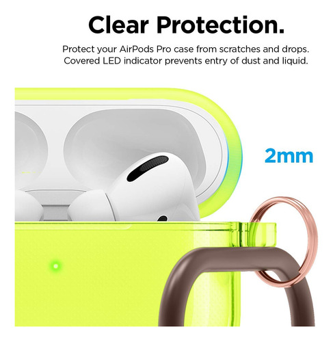 Funda Para AirPods Pro De Tpu Con Gancho Color Amarillo Neon