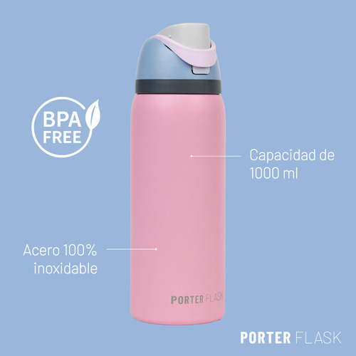Termo Botella Agua Termica Porter Flask 1lt Acero Inoxidable