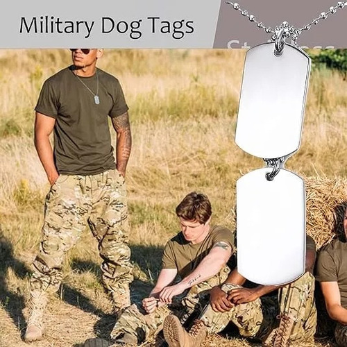 C Collar Military Plates Dijes Plata Acero Inoxidable