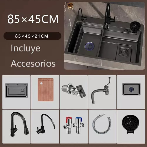 Combo Lavaplato Empotrado 80x45cm Acero Inoxidable Con Todos