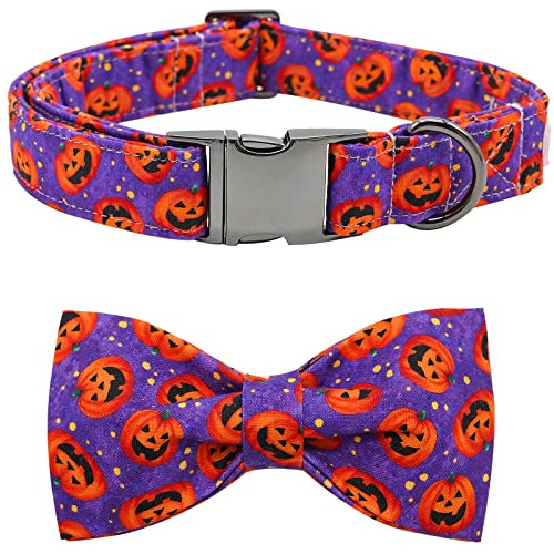 Collar De Perro Halloween Collar De Calabaza Bowtie, Co...