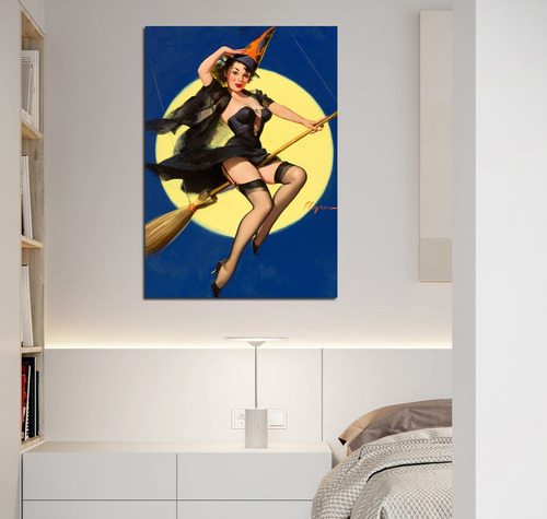 Cuadro 50x75cm Pin Up Girl Sexy Witch Vintage Bruja Hechizo