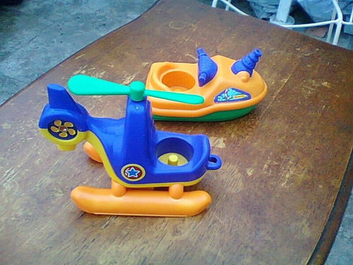 Juguete Helicoptero Y Lanchita (Usado)