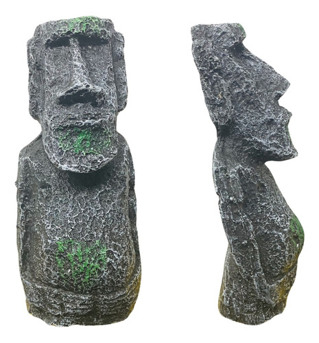 Adorno Acuario Moai En Resina 11.5 X 5cm Pecera
