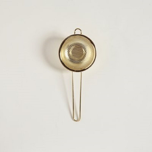 Imagen 2 de 4 de Colador De Acero Dorado Con Mango 13cm
